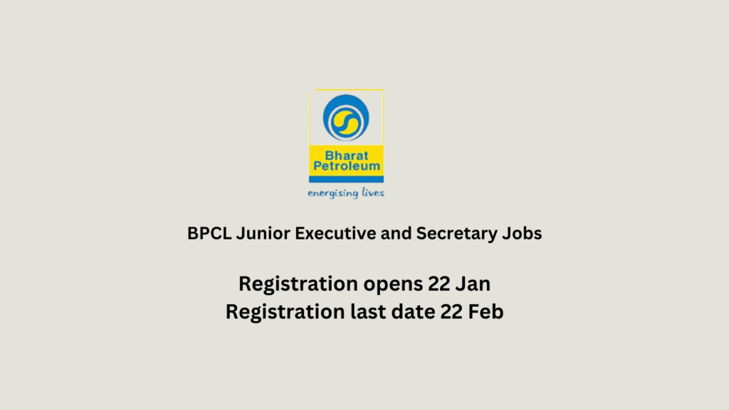 BPCL Junior Executive and Secretary Jobs