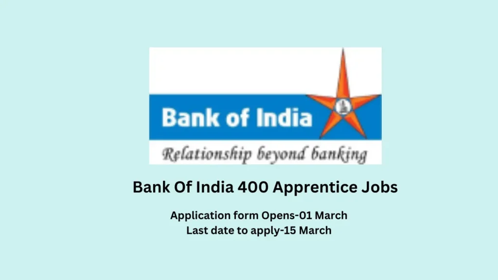 Bank Of India 400 Apprentice Jobs